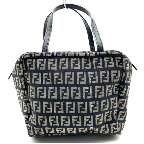 Fendi Handbags - Authentic Fendi Zucchino Pattern Canvas Black x Beige Small Handbag